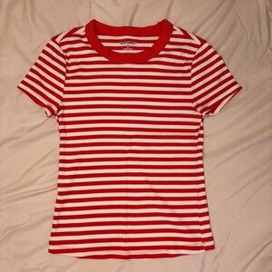 Old Navy Red and White Striped Tee